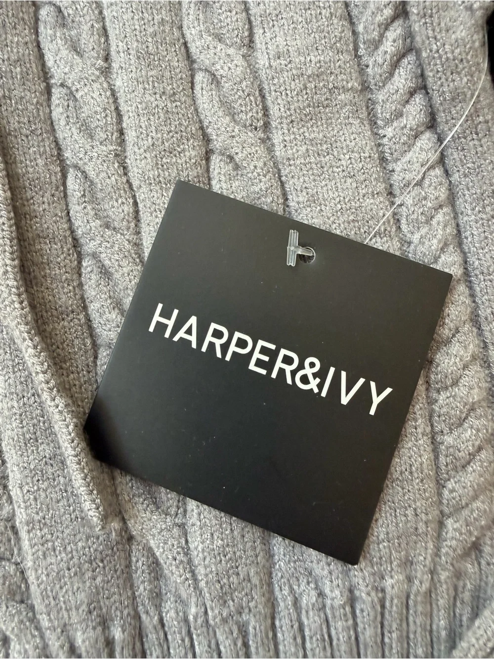 Harper & Ivy - Girl’s Light Gray Cable-Knit Hooded Sweater
